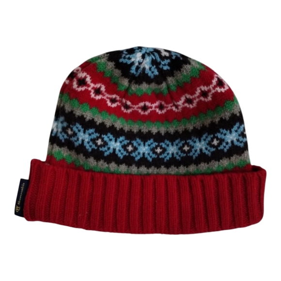 100% Lambs Wool Hat Beanie Fair Isle ABERCROMBIE Red - Picture 4 of 11